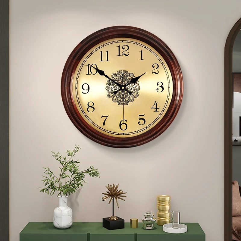 

Luxury Wood Wall Clock Metal Retro Nordic American Style Gold Silent Wall Clocks Shabby Chic Living Room Horloge 12 Inches Gift