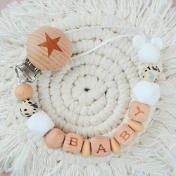 Custom Baby Personalized Name Pacifier Clips Cartoon Dummy Nipple Holder Chain Teething Toys Anti-Lost Pacifier Chains BPA Free