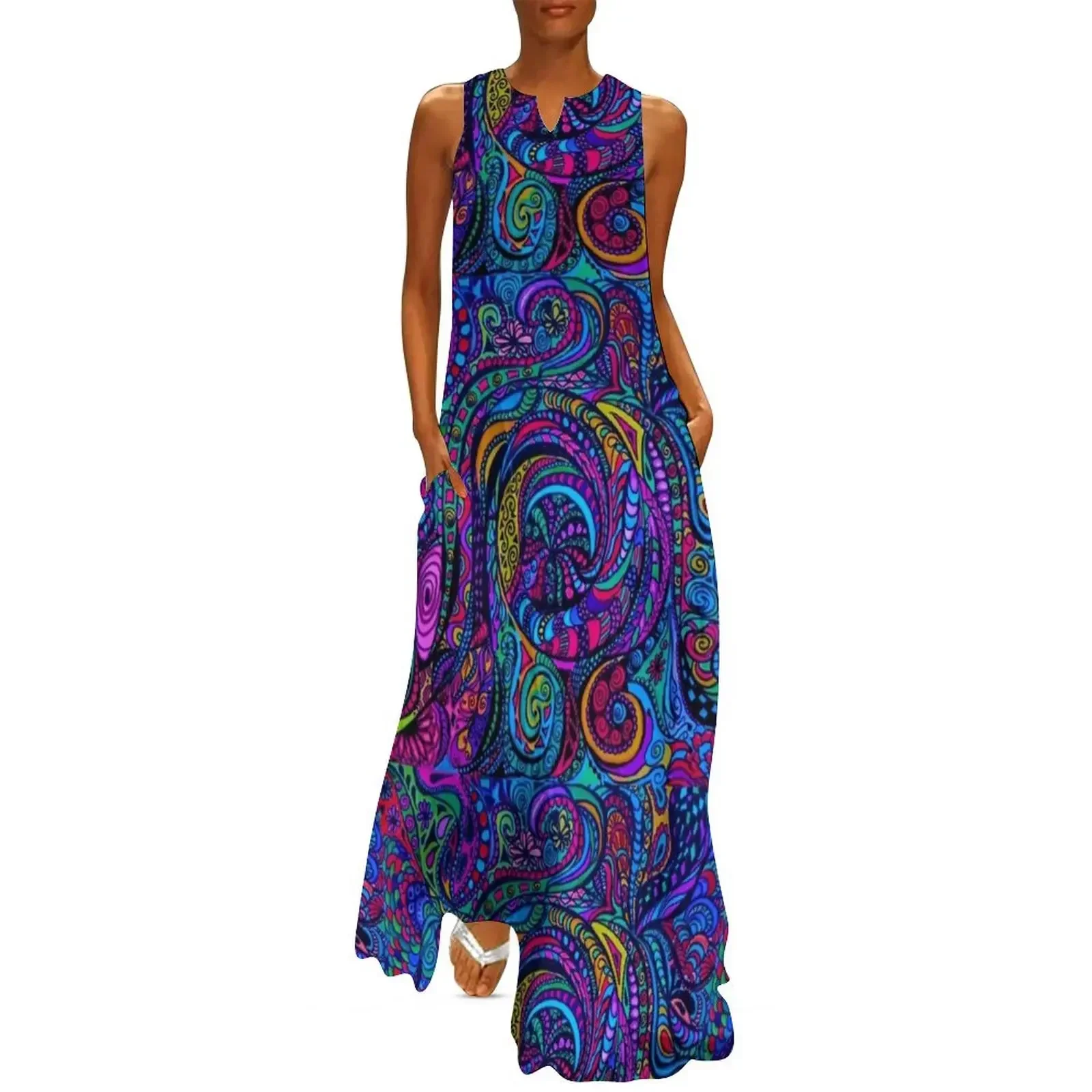 

Multi Color Maze Long Dress Women long dress summer women's suit women's summer clothing 2025 loose women's dress