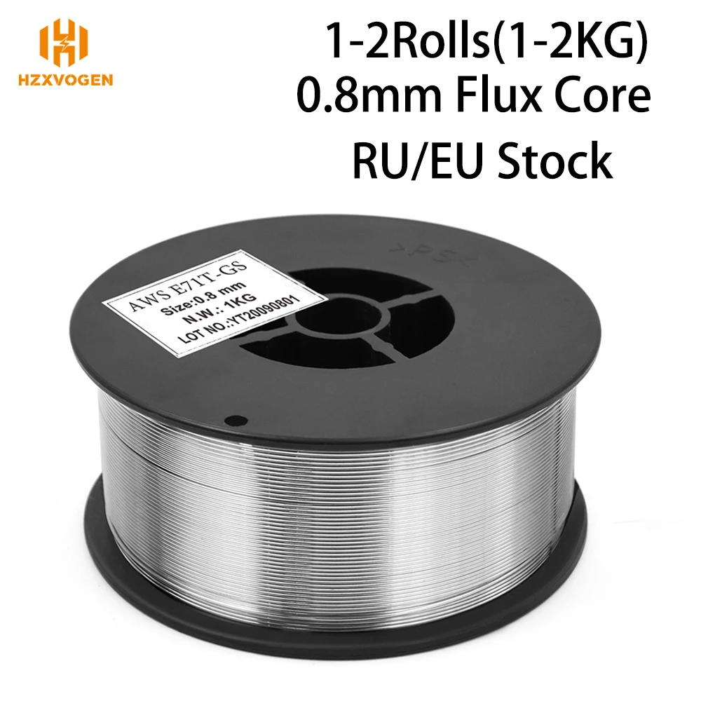 

1-2rolls HZXVOGEN Mig Wire AWS E71T-GS Gasless Flux Core Wire 0.8mm Mig Welding Accessories For Soldering