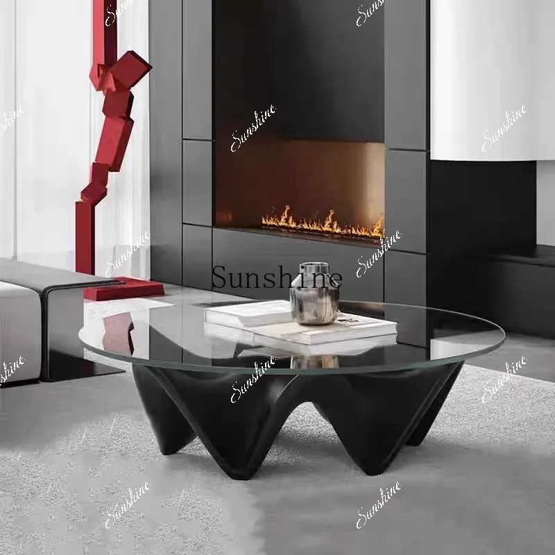 تصميم غرفة المعيشة الحديثة الألياف الزجاجية سداسية الشكل على شكل خاص غرفة نموذج الفندق طاولة القهوة المستديرة FT #3