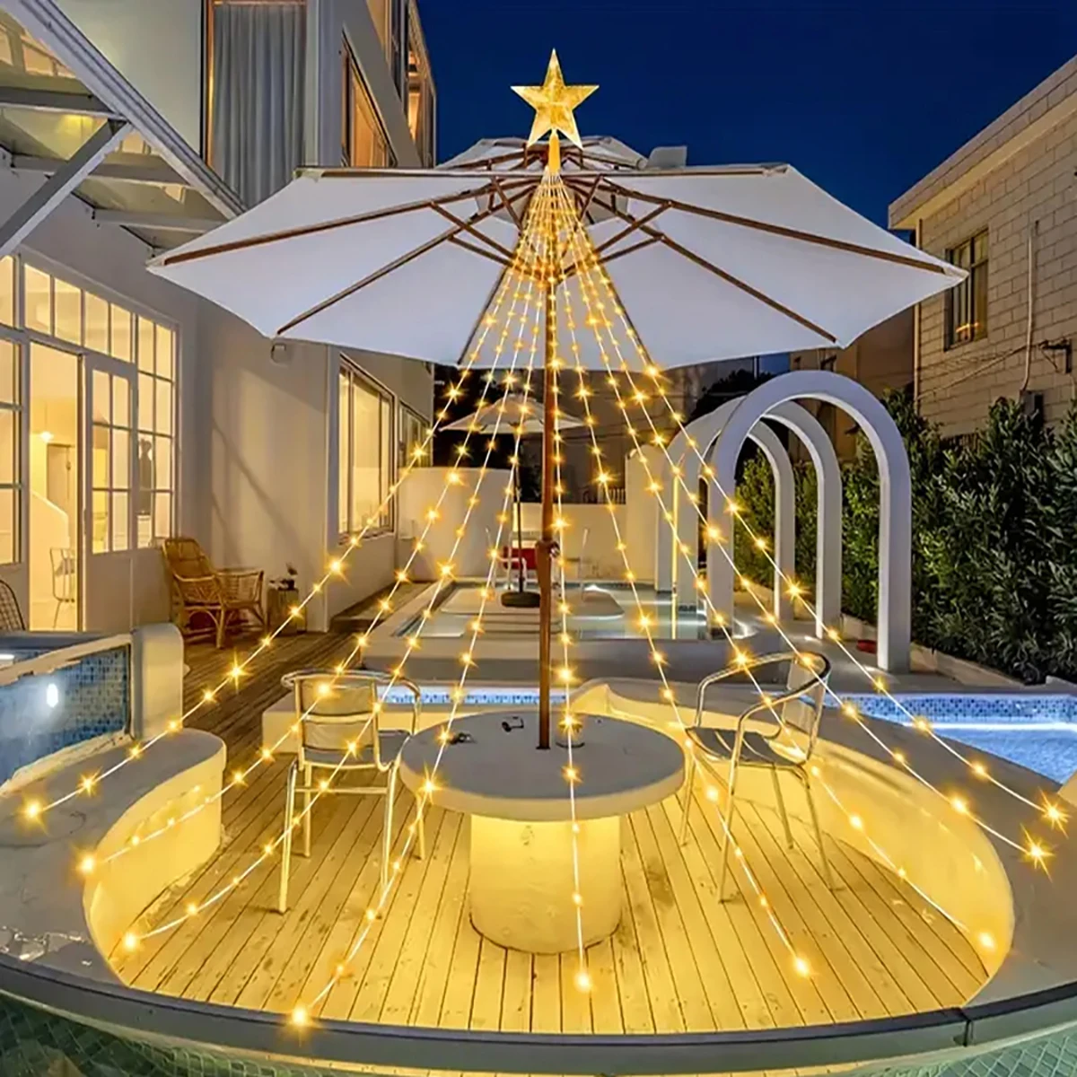 LED-Lichterkette für den Außenbereich, 2/3 m, USB, wasserdicht, mit 8 Beleuchtungsmodi für Garten, Weihnachtsbaum, Party-Dekoration – Detail 8