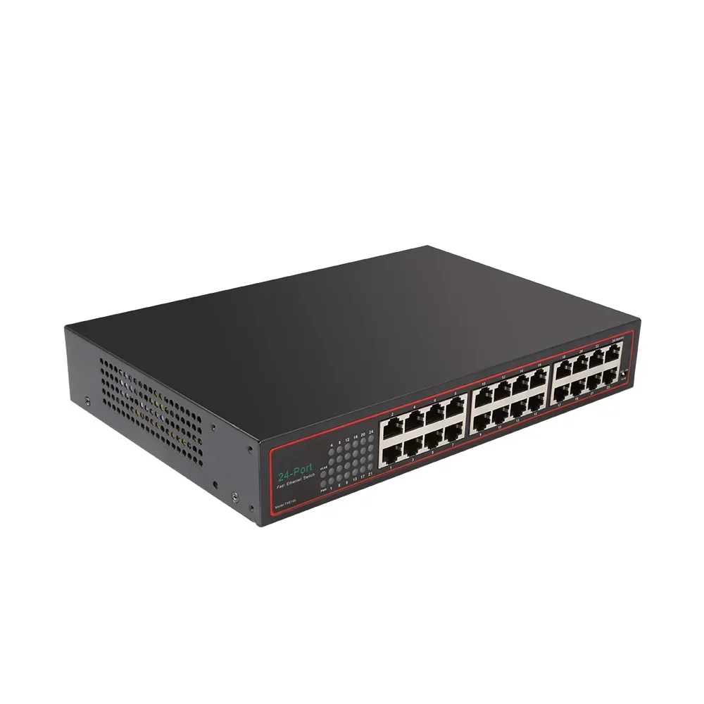 Harga pabrik yang baik tidak dikelola 24 port 10/100Mbps Megabit ethernet switch casing Metal