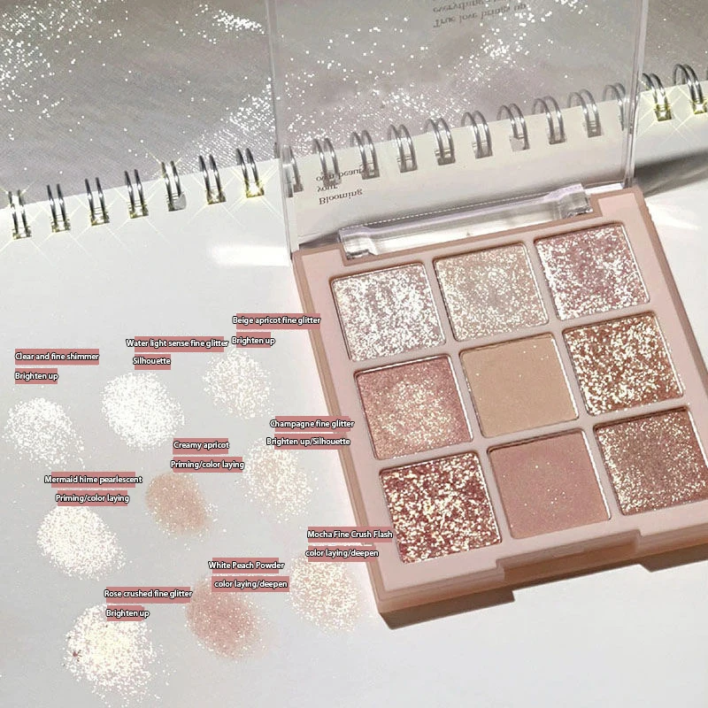 Nine Color Eeyeshadow Palette With Low Saturation Natural Color Pearlescent Matte Finish And Powder Resistant Clearance Sale