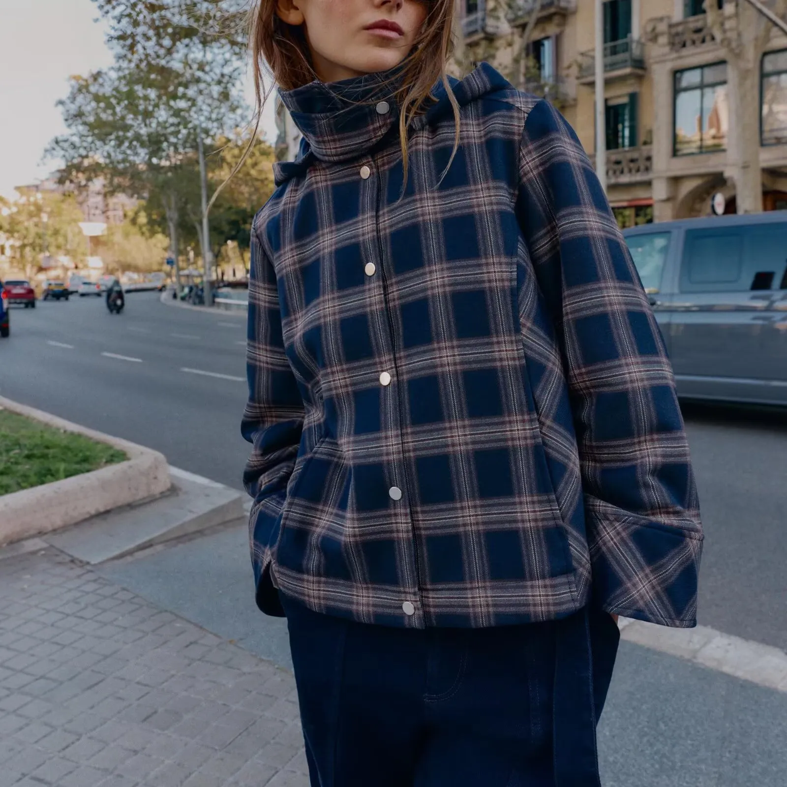 خريف شتاء جديد وصول المرأة منقوشة مقنعين القطن Jaet معطف دافئ Sli طويل Sve ألياف البوليستر زر إغلاق