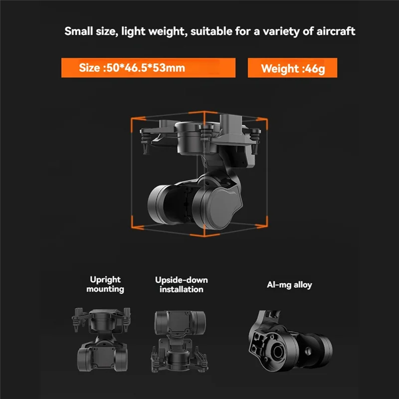 C-20T câmera fpv cardan pan tilt montagem 3 eixos fpv cabeça rastreamento para dji o3 unidade de ar para 19mm câmera drone acessórios