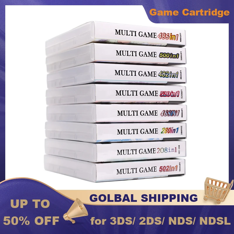 

4300 500 486 208 In 1 Compilation Video Game Cartridge Multi Game Combo Classic Card for Nintend NDS NDSL NDSI 2DS 3DS Console