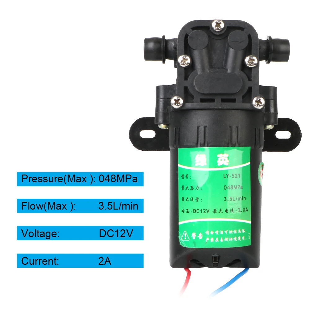 Micropulverizador de diafragma de alta presión, accesorios de pulverización de agua de 3,5 l/min, bomba de agua eléctrica agrícola duradera, 12V de CC