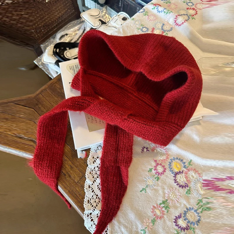 Gorros de malha coreano boné outono inverno quente senhora bonito agradável balaclava boné moda versátil cinta com capuz chapéu