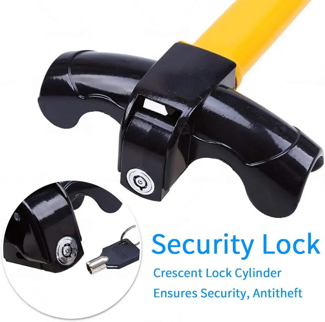 Universal Heavy Duty Car Steering Wheel Lock, Adjustable T-Bar Anti-Theft Device, High Security Anti-Theft Lock with Secure Grip