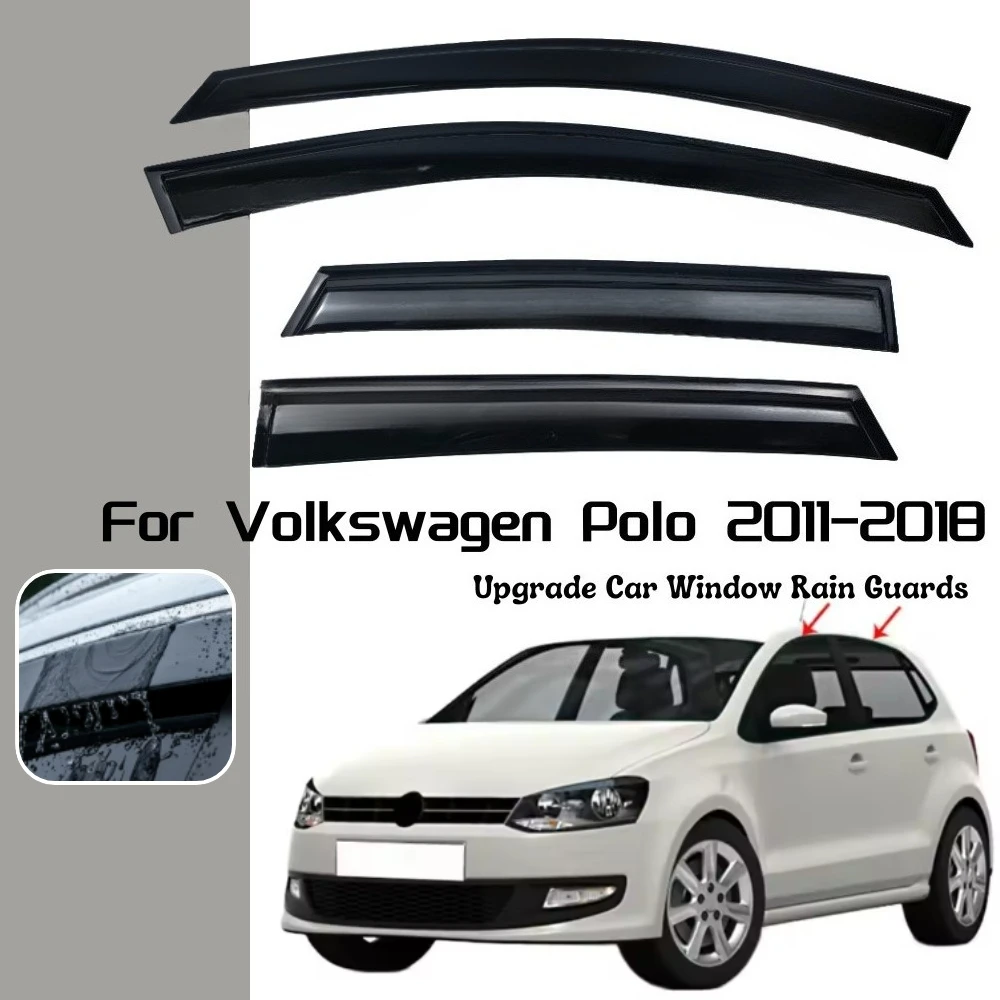 

Дефлекторы окон для VW Volkswagen Polo 2011-2018, защита от дождя, козырьки на окна, аксессуар для экстерьера автомобиля
