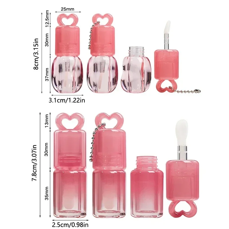 Herzform, hohl, Farbverlauf, Lipgloss-Röhren, großer Zauberstab, Pinsel, Lippenöl-Flaschen, leere Lipgloss-Röhre, Lippenstift-Flaschen, Behälter