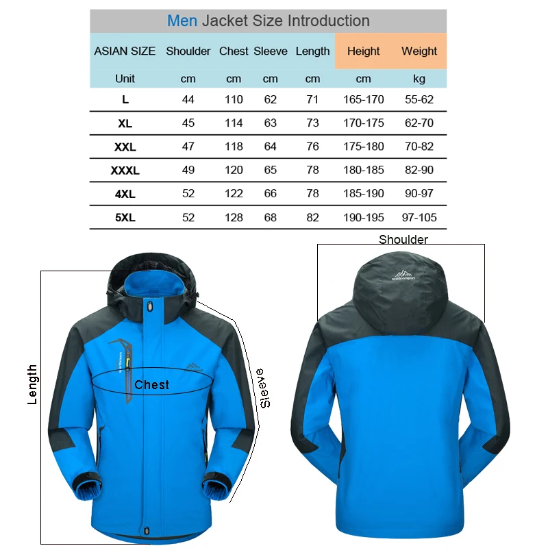 TRVLWEGO Men Autumn Jacket Outdoor Sports Hiking Coats Camping Hooded Windproof Water Resistant Rain Fishing Traveling Cloethes