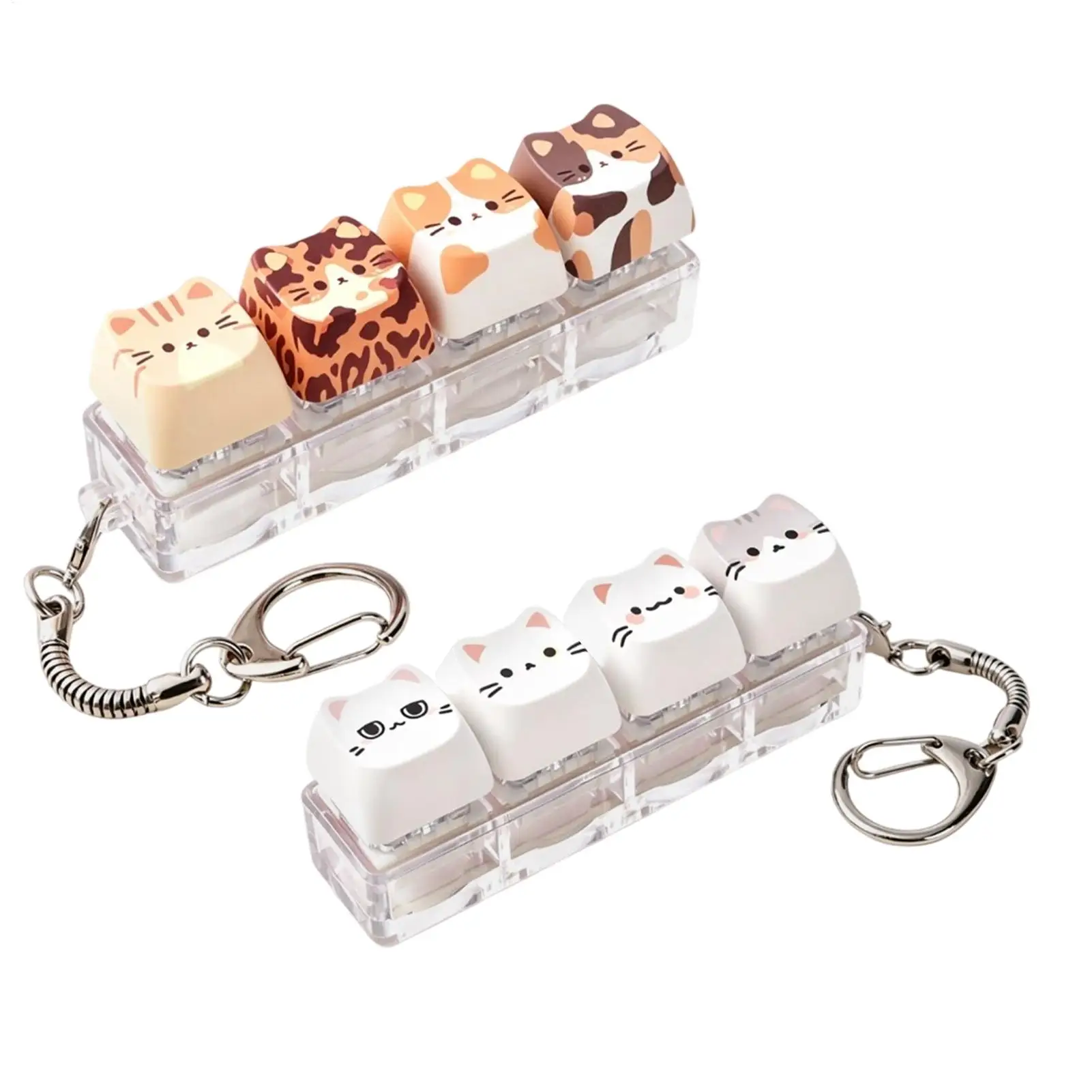 Cute Cat Mechanical Keyboard  Button Tester Stress Reduction Cute Keycap Keychain Creative Fidget Toy Bag Pendant Gifts Relieve
