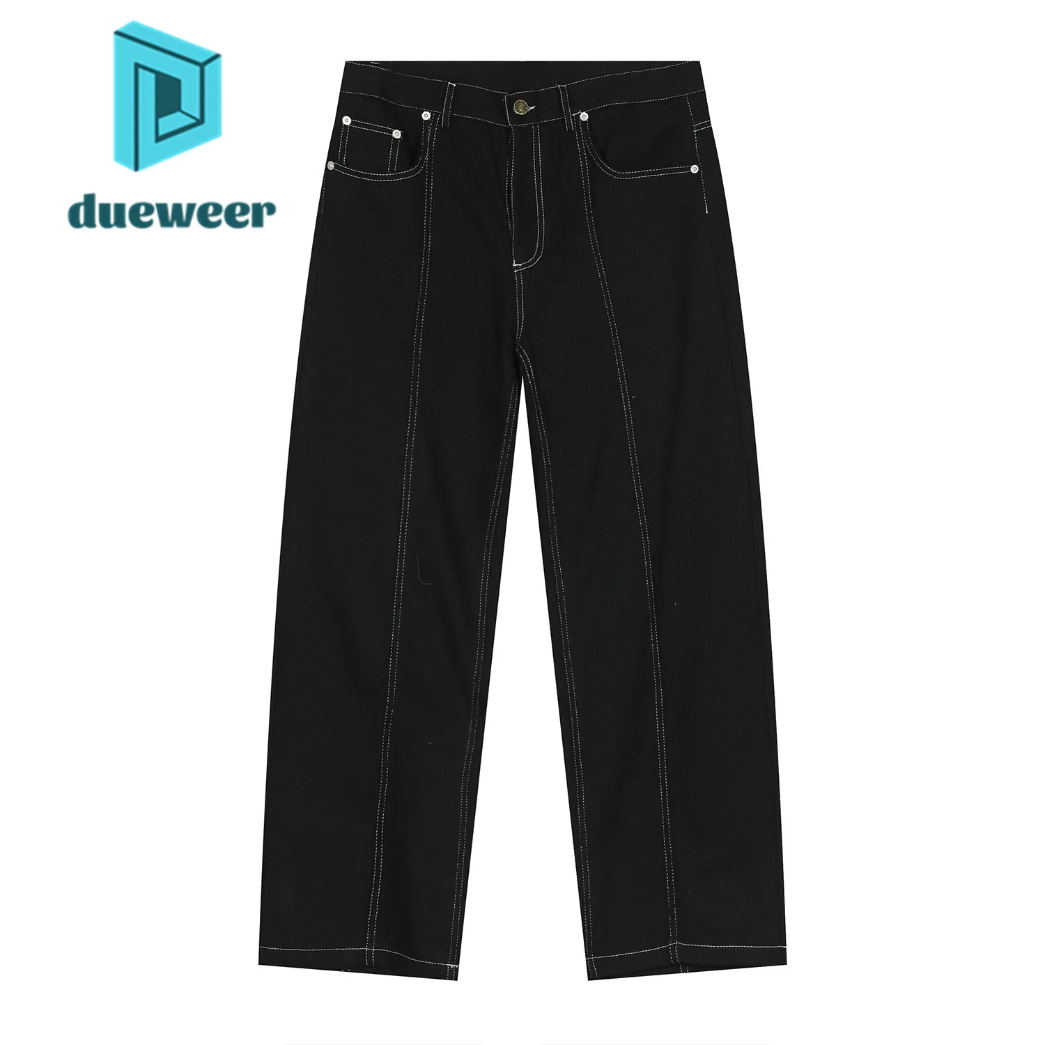 

DUEWEER Men's Vintage Loose Straight Jeans Baggy Black Denim Pants Trousers for Men Hip Hop Casual Streetwear Korean Fashion