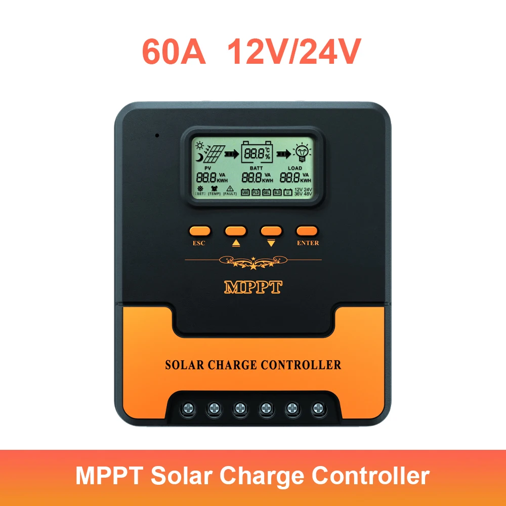 MPPT 10A 20A 30A 40A 50A 60A Solar Charge Controller 12V 24V Auto PV Regulator 100VDC For Lead Aacid Lithium Battery