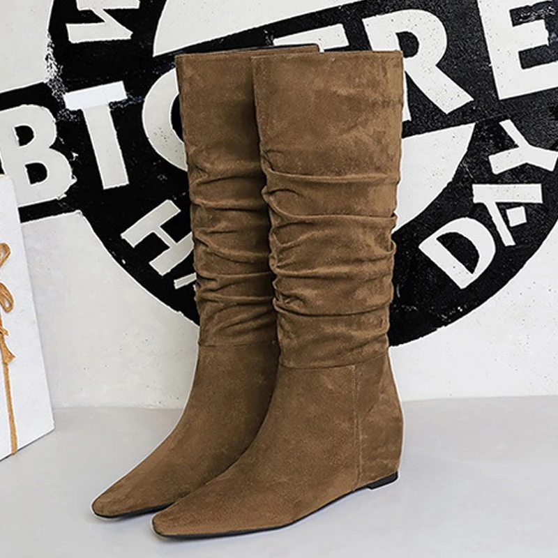 BIGTREE New Autumn Winter Design Insoles Pointed Toe Women Over The Knee Boots Shoes Female Long Booties Zapatos De Mujer