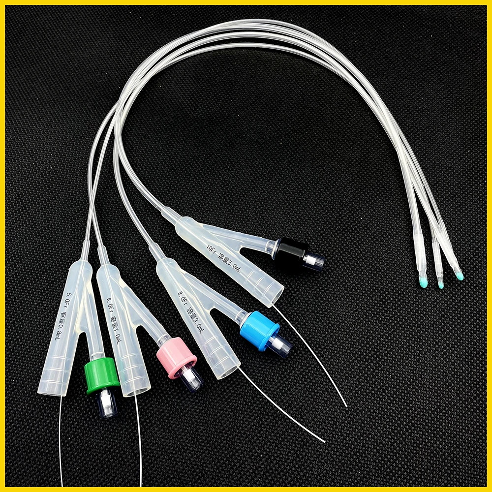 Professional Pet Dog Foley Double Lumen Urinary Catheter Silicone With Guide Wire Stylet Urolithiasis Retention 5FR 6FR 8FR 10FR