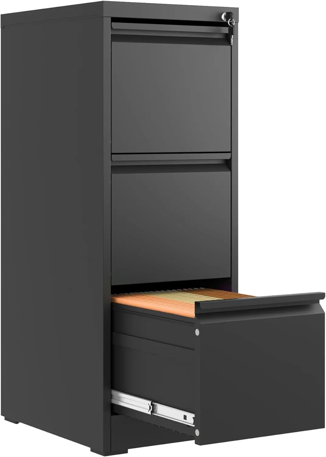 

3 Drawer File Cabinet with Lock Metal Vertical Filing Cabinets for Home Office Heavy Duty File Storage Cabinet for Letter
