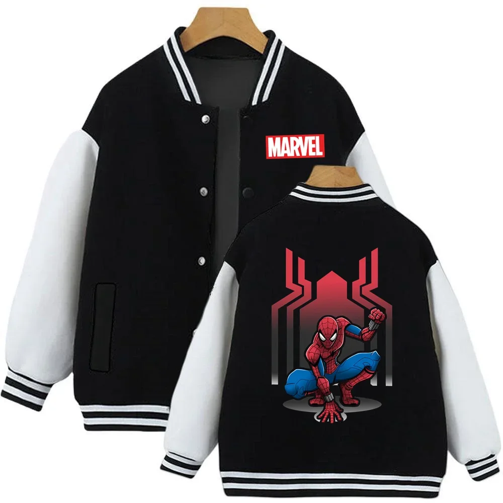 Spiderman Venom Baseball Uniform Kids Clothes Boys Hoodie Sweatshirt Thick Coat Girls Warm Jacket