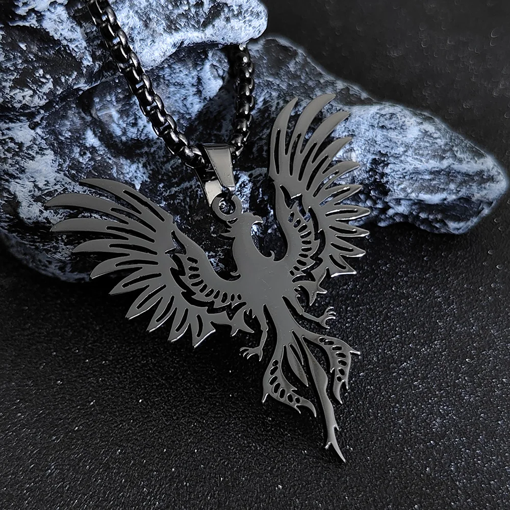 Trendy Phoenix Pendant Necklace for Women Girls Stainless Steel Gold Color Neck Chain Choker Lucky Bird Jewelry Gift