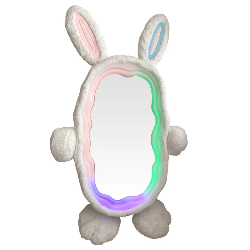 

Rabbit full body floor mirror movable bedroom with lamp full-length mirror luminous girls household wave makeup mirror