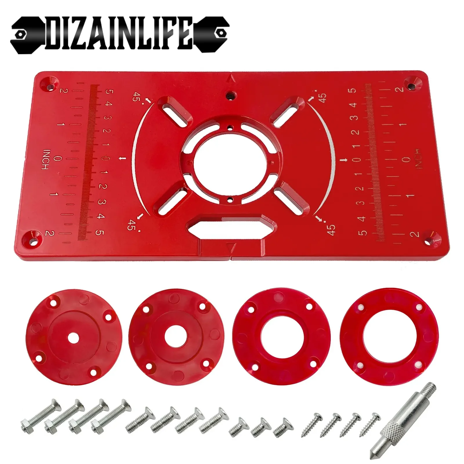 Carpinte Router Tisch Insert Platte Holzbearbeitung Bänke Aluminium Holz Trimmer Modelle Gravur Fräsen Maschine Mit Ringe