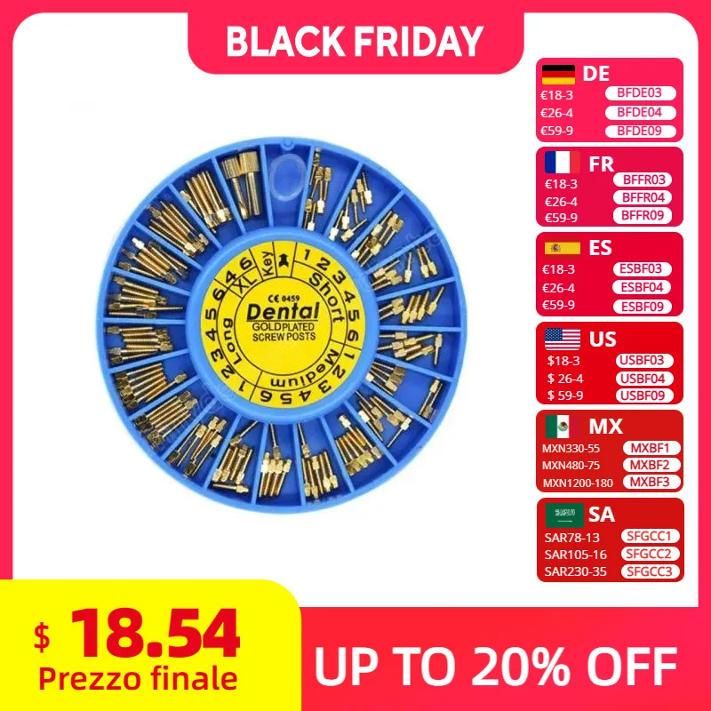 

Dental Steel Screw Post Gold Plated Screw Post 120pcs Golden Screw Post Dental Supplies Dental Materials