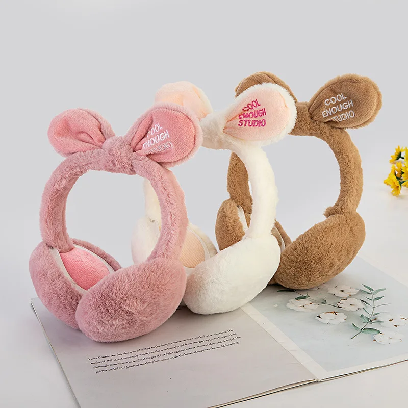Ear Muffs for Women in Winter, Cute Embroidered Letters, Butterfly Bows, Warm Ear Protection, Anti Freezing, Thick Ear Tips