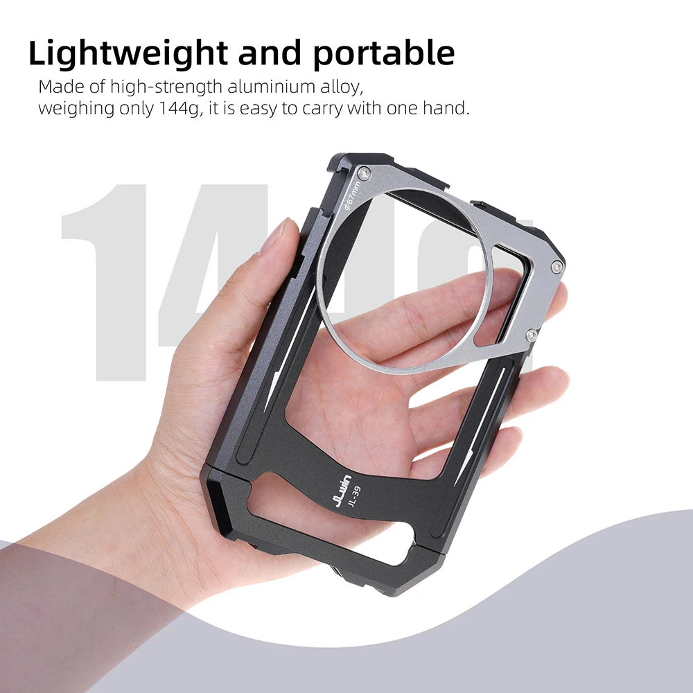 FOTGA Handheld Cage with 67mm Lens Filter Thread Adapter For Universal Smartphone Phone Cage Video Rig Kit Metal Cage Dual Side