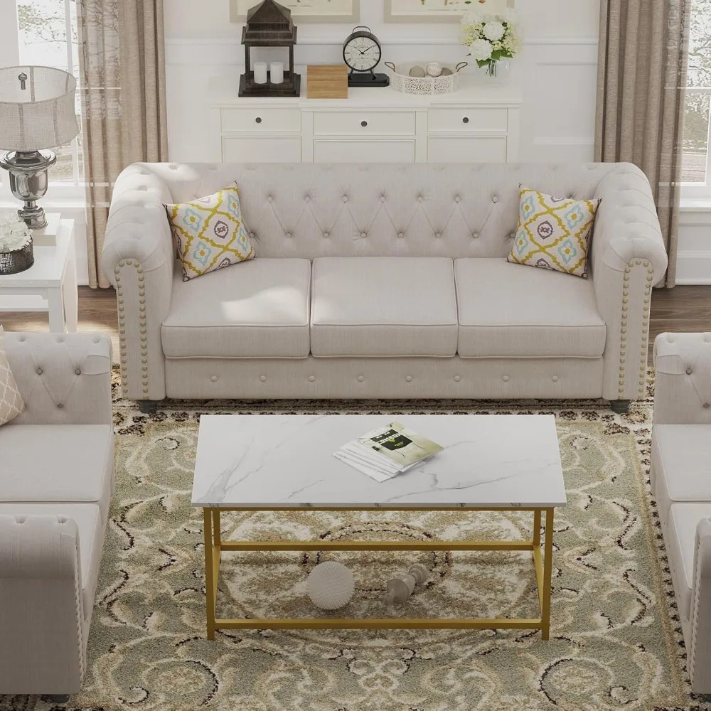 White Faux Marble Coffee Table Simple Modern Rectangular Coffee Tables Open Design Minimalist Center Table for Living Room Offi