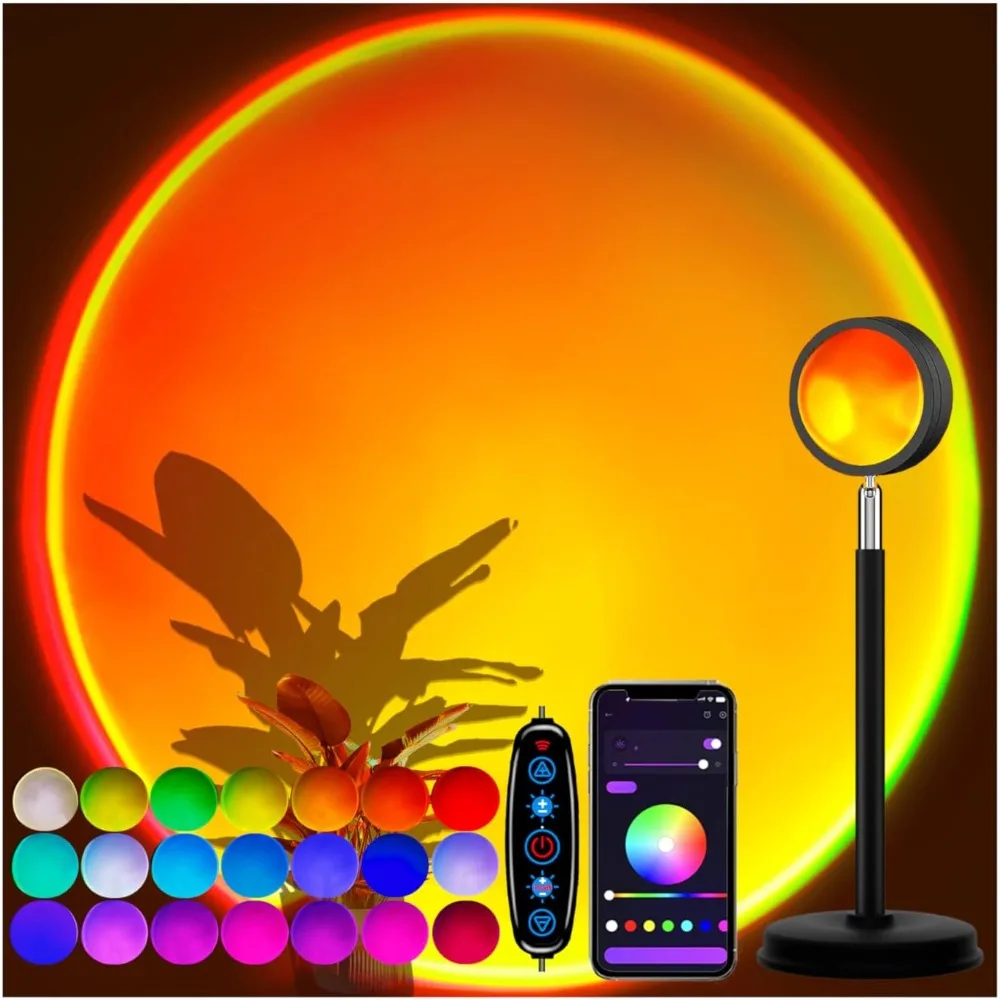

Sunset Lamp Projector with APP Control - 21 Color Changing LED Sunset Light, 180° Adjustable for Photography, Bedroom Decor, Par
