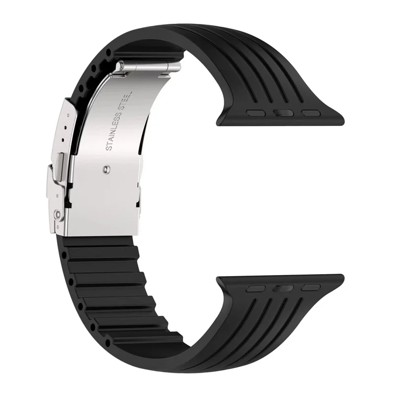 Soft Silicone Strap For Apple Watch Bands 44mm 40mm 49mm 42mm 41mm 45mm Metal Sport Wristband for iWatch Ultra 8/7/6/5/4/3/9/SE