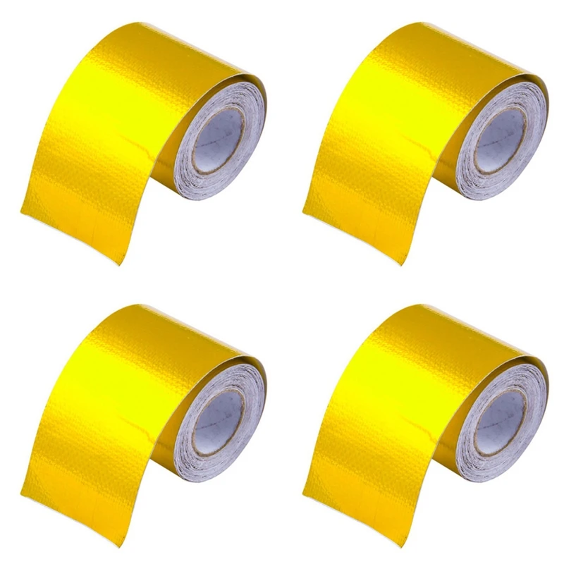 4X Reflect A Gold Thermal Tape Air Intake Heat Insulation Shield Wrap Reflective Heat Barrier Self Adhesive Engine