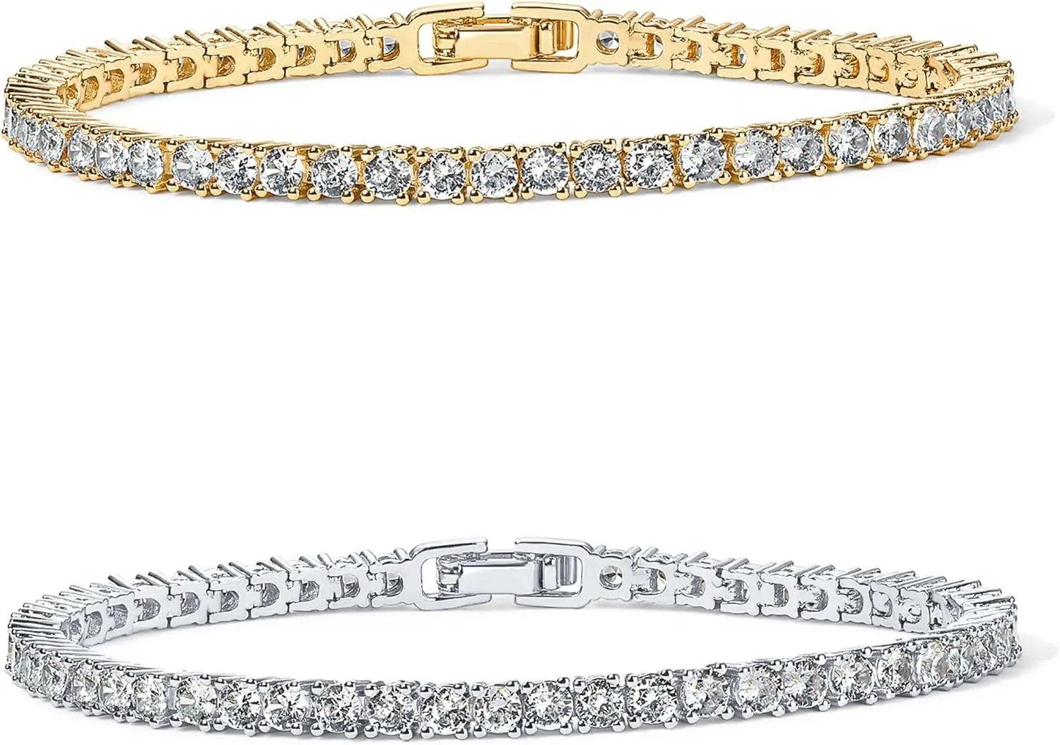 

14K Gold Plated 3mm CuZirconia Classic Tennis Bracelet | Gold Bracelets for Women | Size 6.5-7.5 Inch