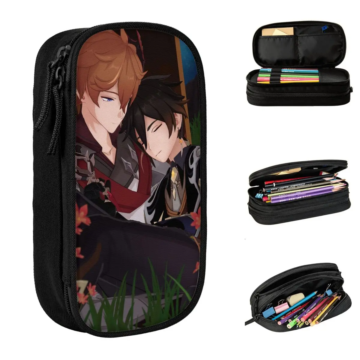 

Genshin Impact Lgbt Pencil Case Fun Tartaglia Childe Zhongli Anime Pen Box Bags Student Big Capacity Office Zipper Pencil Box