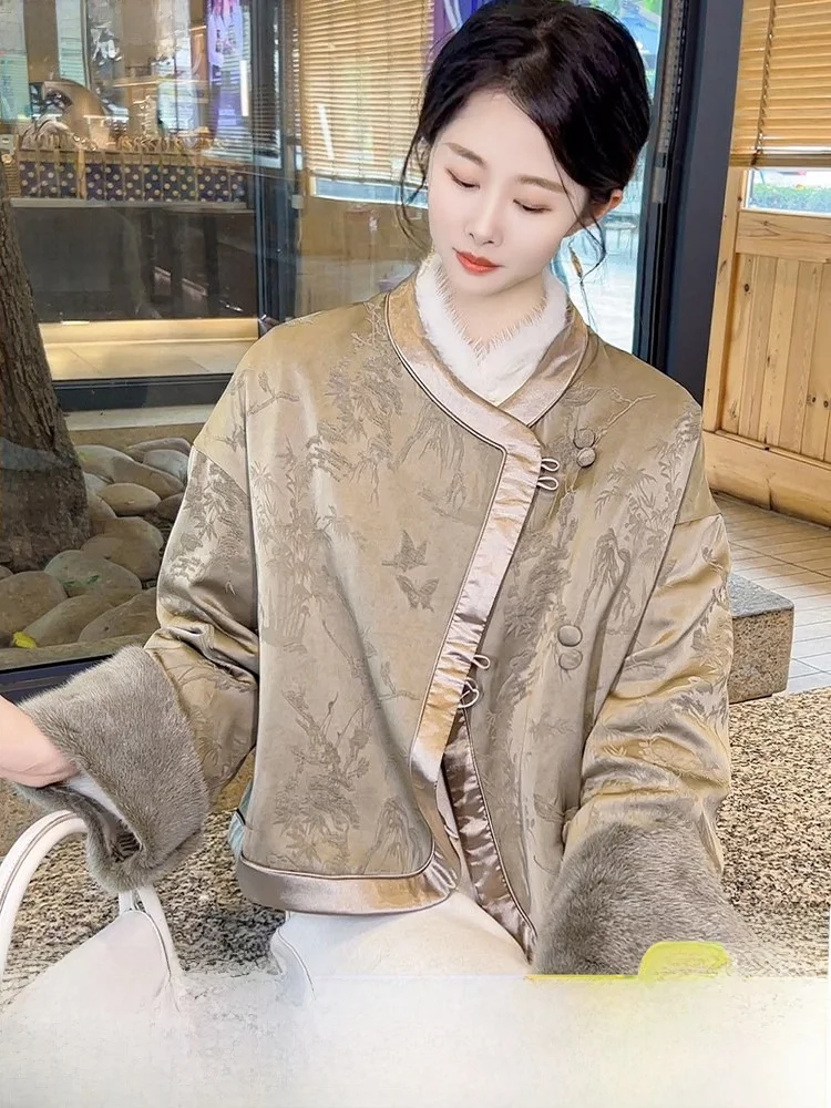 

New Chinese Sle Women's ort down Jaet 90% White Goose down Fur Collar Thiened Autumn Winter Coat for Small Figures