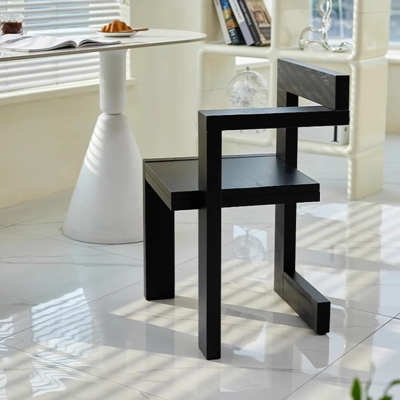 

Designer retro dining chair simple light luxury bed and breakfast solid wood Internet celebrity home armchair