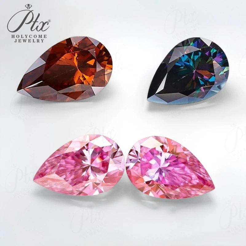 

Муассанит свободный камень Муассанит грушевидной огранки VVS1 Clarity розовый/радужно-зеленый/гранатный цвет с сертификатом GRA для изготовления ювелирных изделий