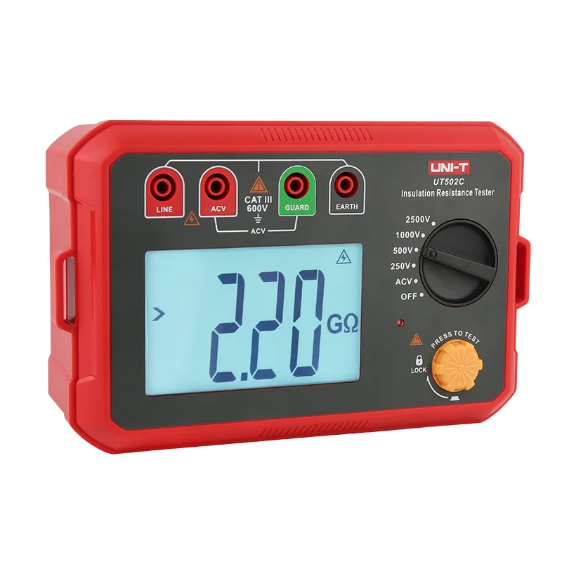 UNI-T UT502C Digital Megohmmeter 2500V Insulation Resistance Tester 20GΩ Ommeter Megometer Ground Meter Backlight Auto Range