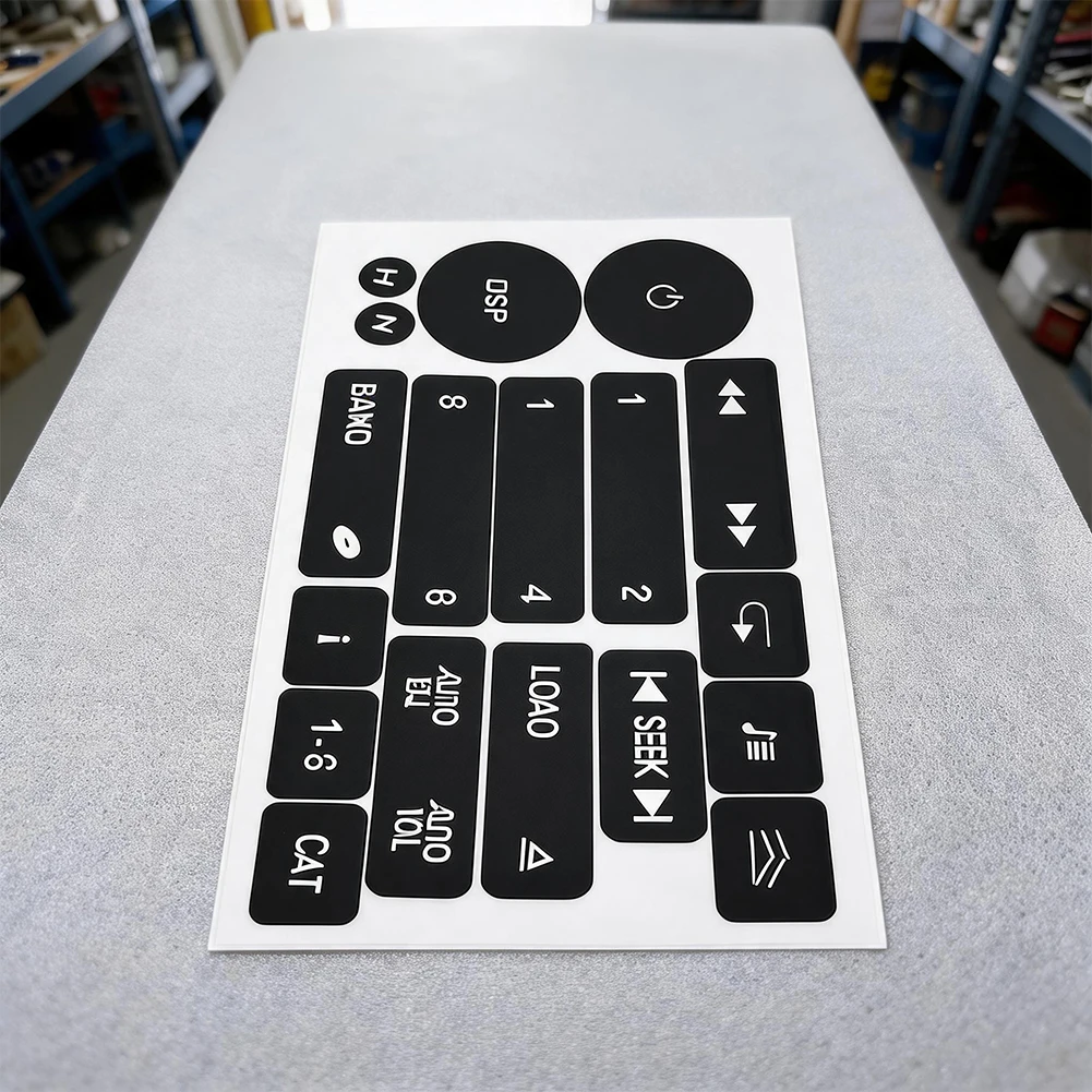 Black Vinyl Radio Button Repair Decal Sticker Compatible with For Hummer H3 2006 to 2009 For Saab 9-7X 2005 to 2009