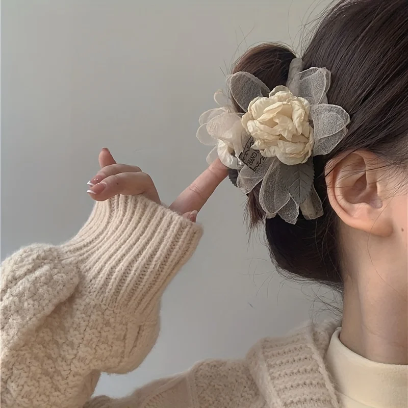 Vintage getrocknete Rosen-Haarspange, dreidimensionale Haarspange auf der Rückseite, künstlerische und elegante Haarnadel, Damen-Accessoire