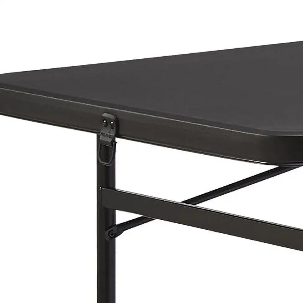 6 Foot Bi-Fold Plastic Folding Table, Black/White