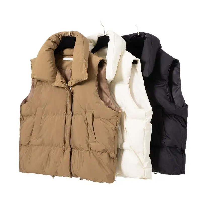 Autumn Winter New Style Feminine Stand Collar Ultra Light Down Vests High Quality Lightweight Cozy Loose Cotton-Padded Waistcoat