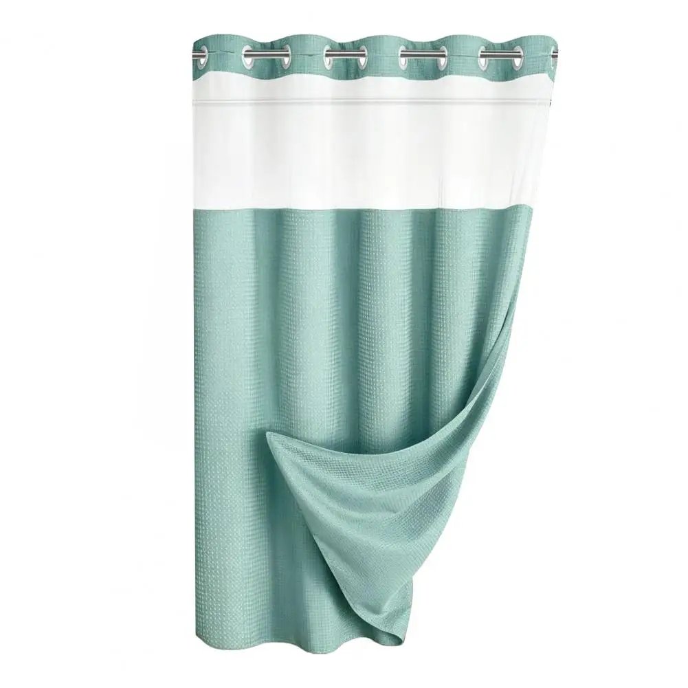 No Hook Shower Curtain, Waterproof Shower Curtain with Snap-on Liner,Machine Washable Divider Curtain for Bathroom RV Hotel