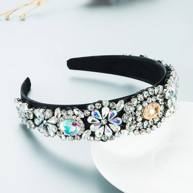 Full Rhinestone Headbands For Women Girl Hair Bands Accessories Wide Fashion Baroque Hairband Prom Party Hair Hoops Headwear