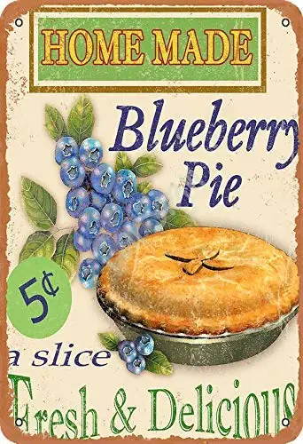 TarSign Homemade Blueberry Pie Fresh and Delicious Vintage Tin Sign Logo 12 8 inches Advertising Eye-Catching Wall Decoration