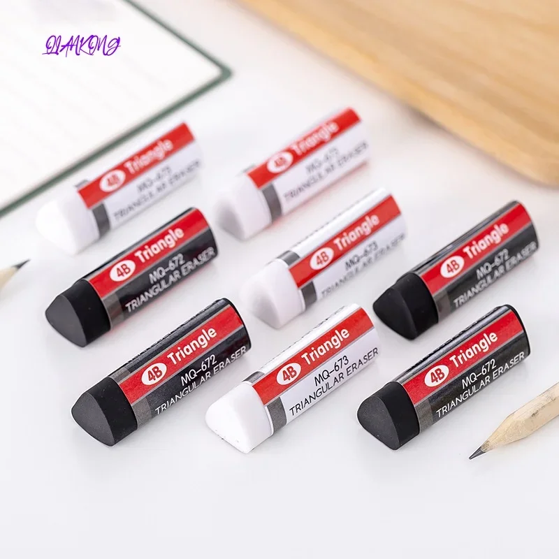 New Durable Soft and Clean 4B Erasers Black White Long-lasting Triangular Eraser Drawing Sketching Art Pencil Eraser Stationery