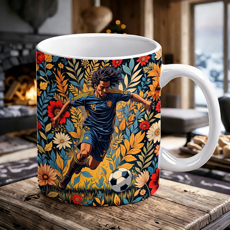 

Soccer in Bloom A Dynamic Celebration of the Beautiful Game Mug with a bottle opener function of 2026 Major Football Event