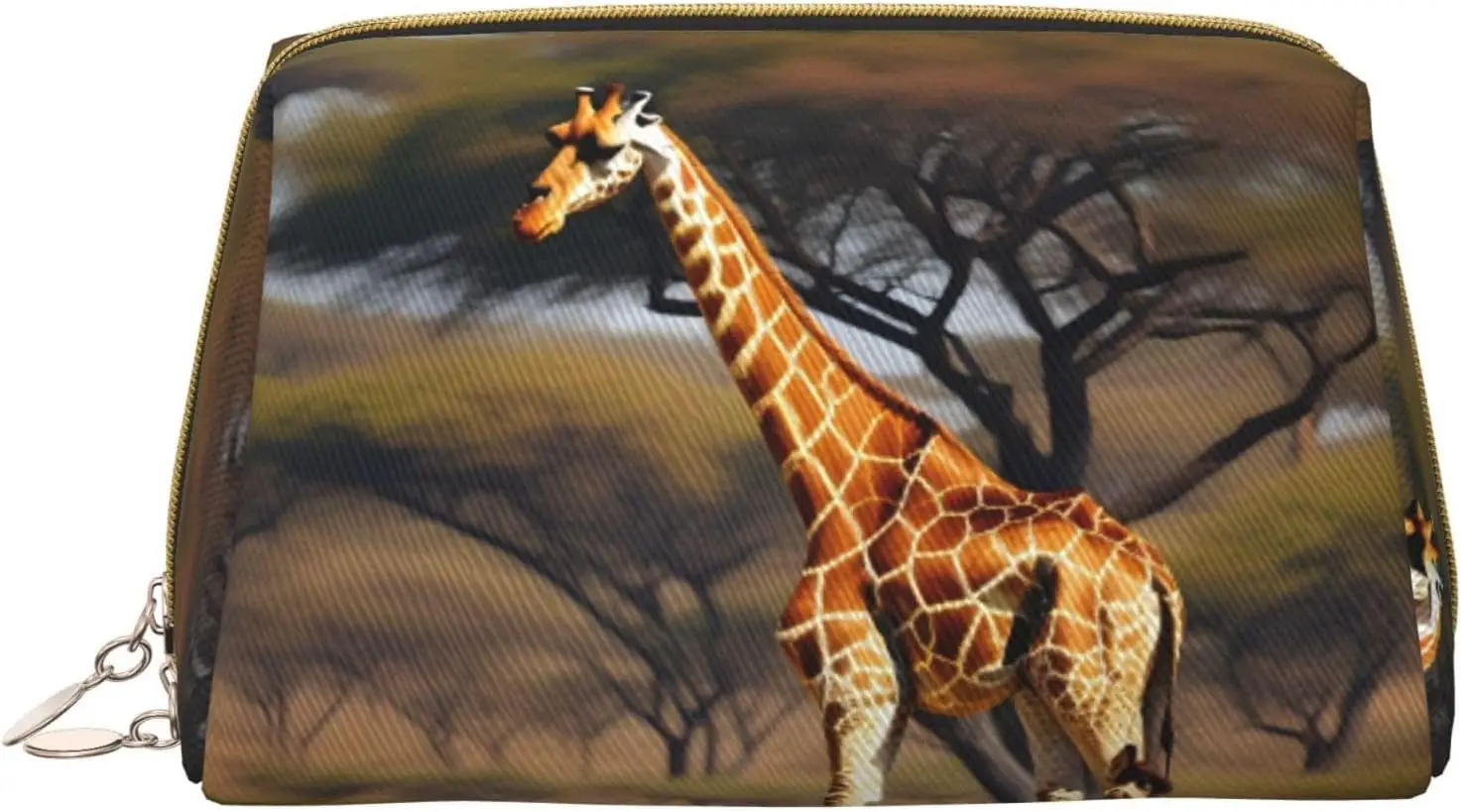 

Africa Giraffe Majestic Tree Print Leather zipper makeup bag Cosmetic Pouch Travel Organizer Toiletry Clutch